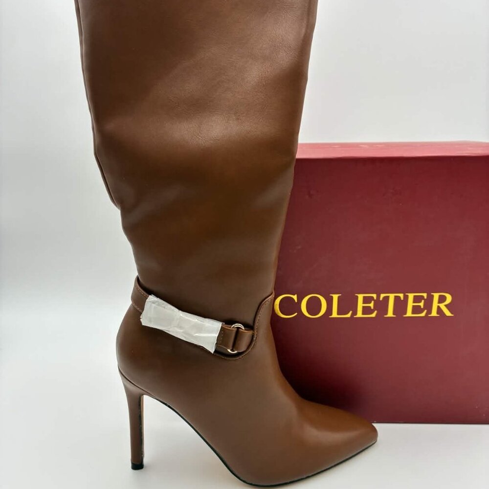 Coleter Knee High Stiletto Boot Brown Matte Womens US 6 Style 666-19